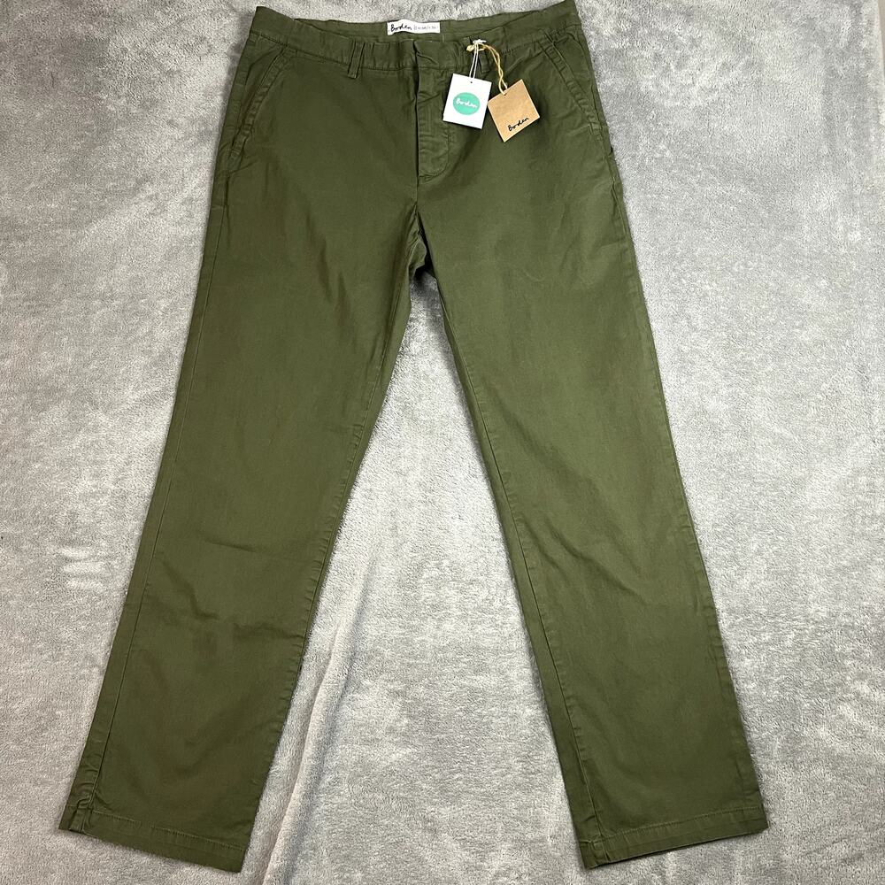 Boden Chino Pants Mens 36 x 32 Olive‎ Green Straight Leg NWT